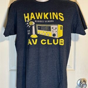Blue Stranger Things Hawkins AV Club Tshirt Size Large